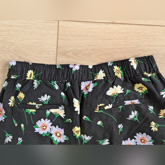 NWT Loft Wide Leg Crop Pants in Garden Linen Blend Elastic Band Women's Medium - Picture 8 of 9